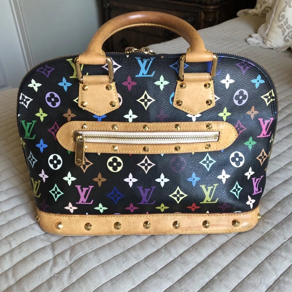 Louis Vuitton Black Monogram Multicolor Alma Handbag